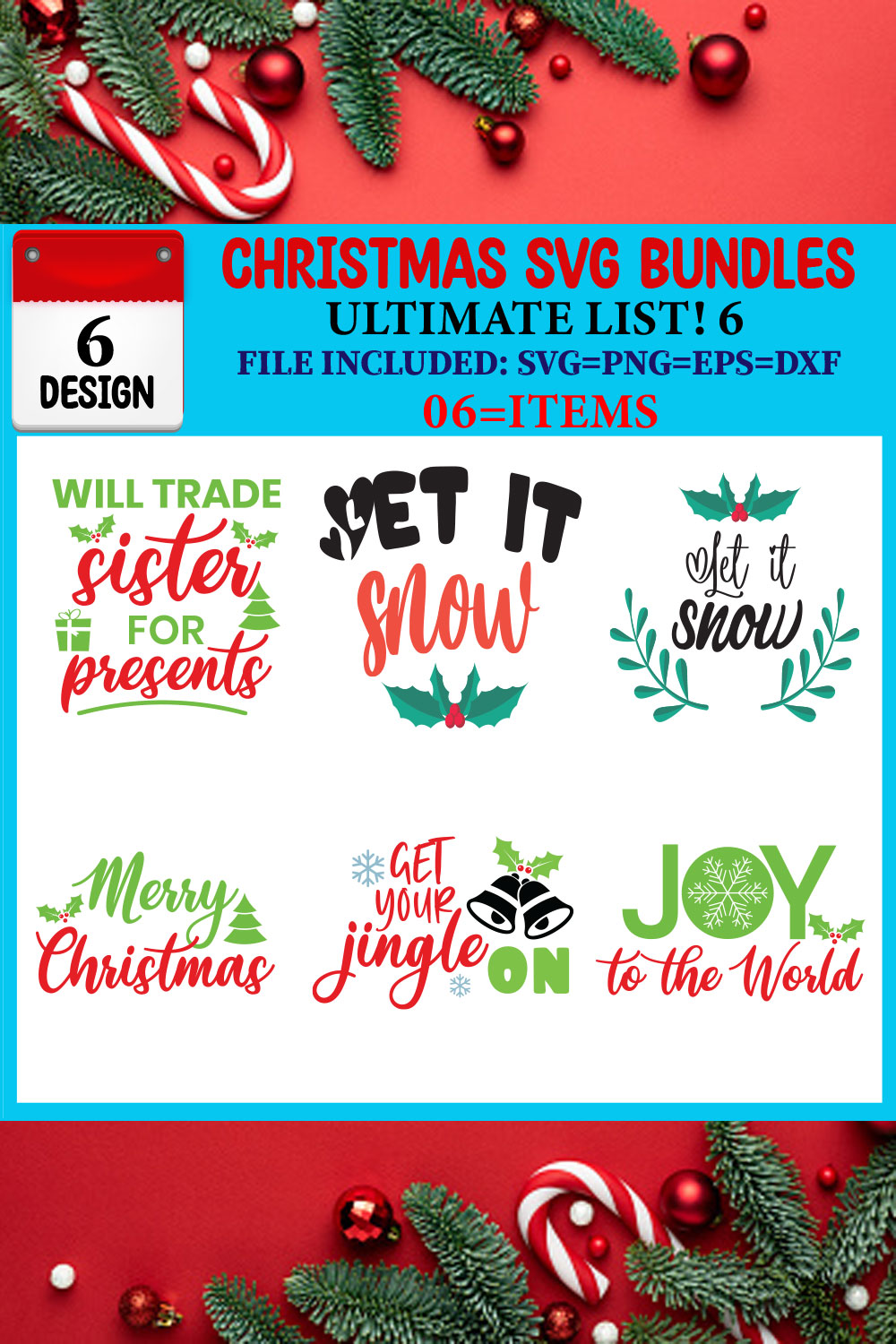 Christmas SVG T-shirt Design Bundle pinterest preview image.