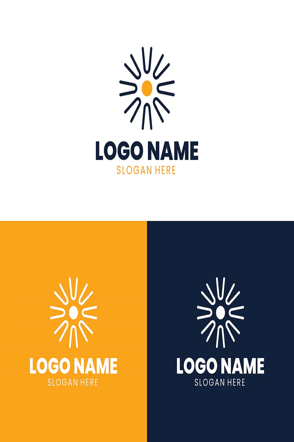 Flat sun logo design pinterest preview image.