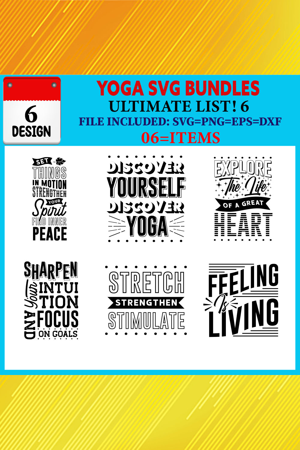 Yoga T-shirt Design Bundle Vol-04 pinterest preview image.