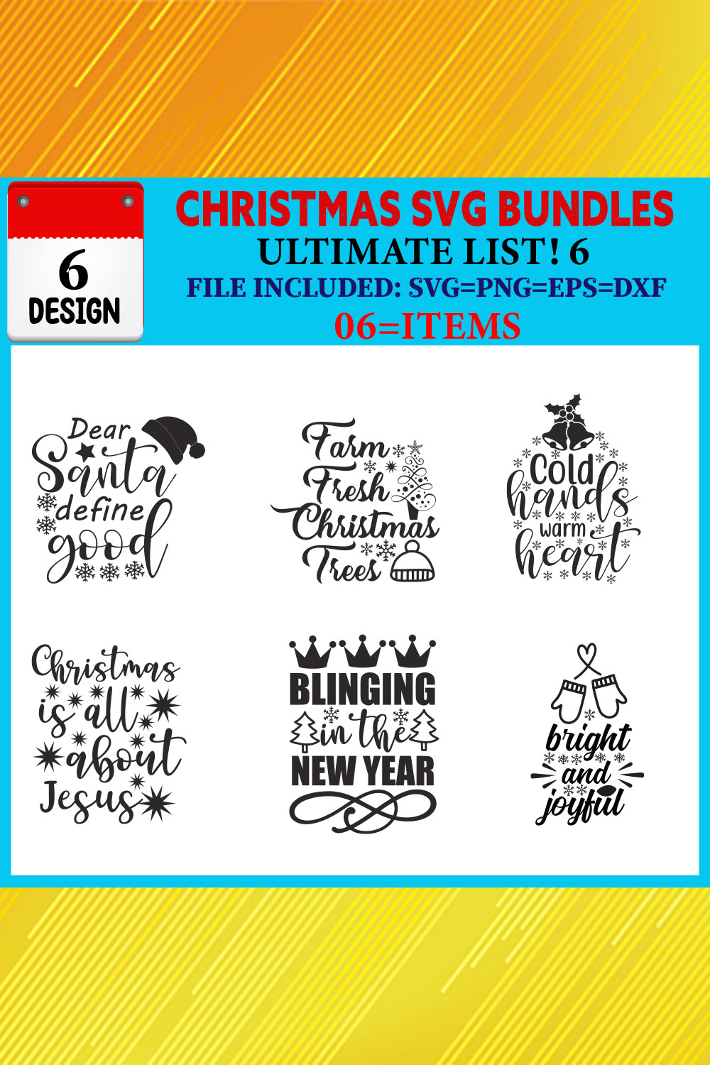 Christmas T-shirt Design Bundle Vol-43 pinterest preview image.