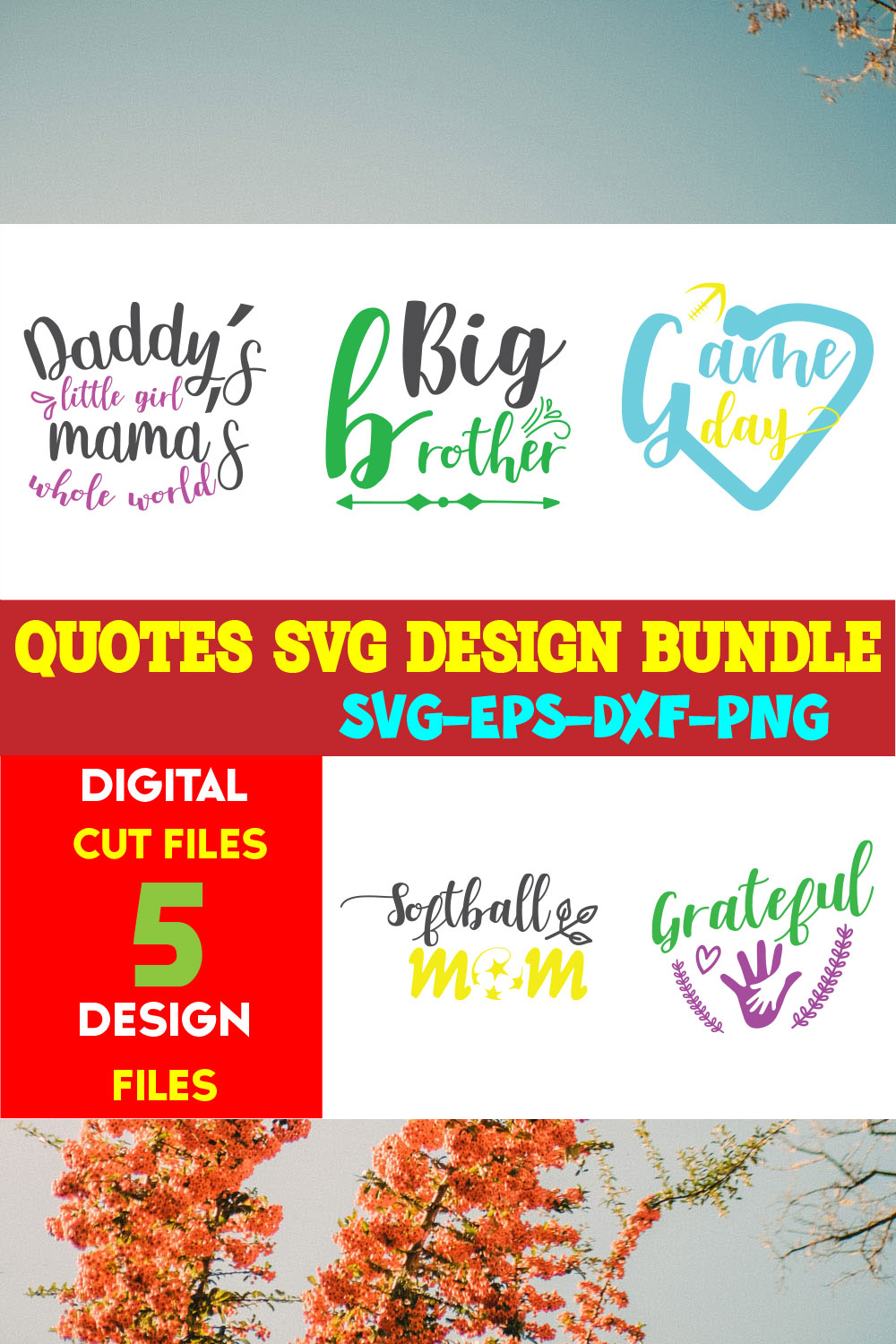 Quotes T-shirt Design Bundle Vol-18 pinterest preview image.