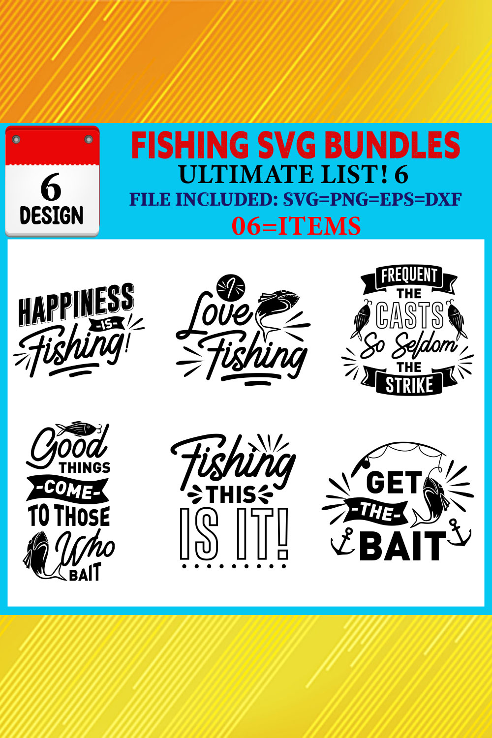 Fishing T-shirt Design Bundle Vol-04 pinterest preview image.