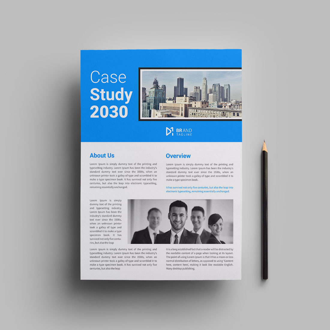 Corporate business case study flyer design template preview image.