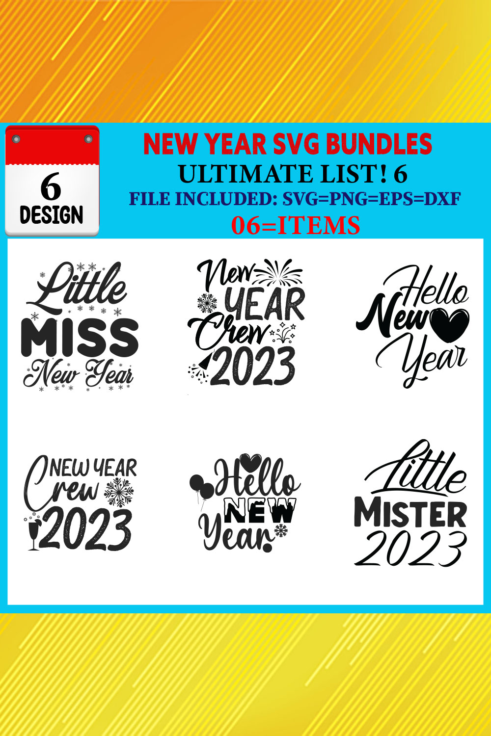 New Year T-shirt Design Bundle Vol-03 pinterest preview image.