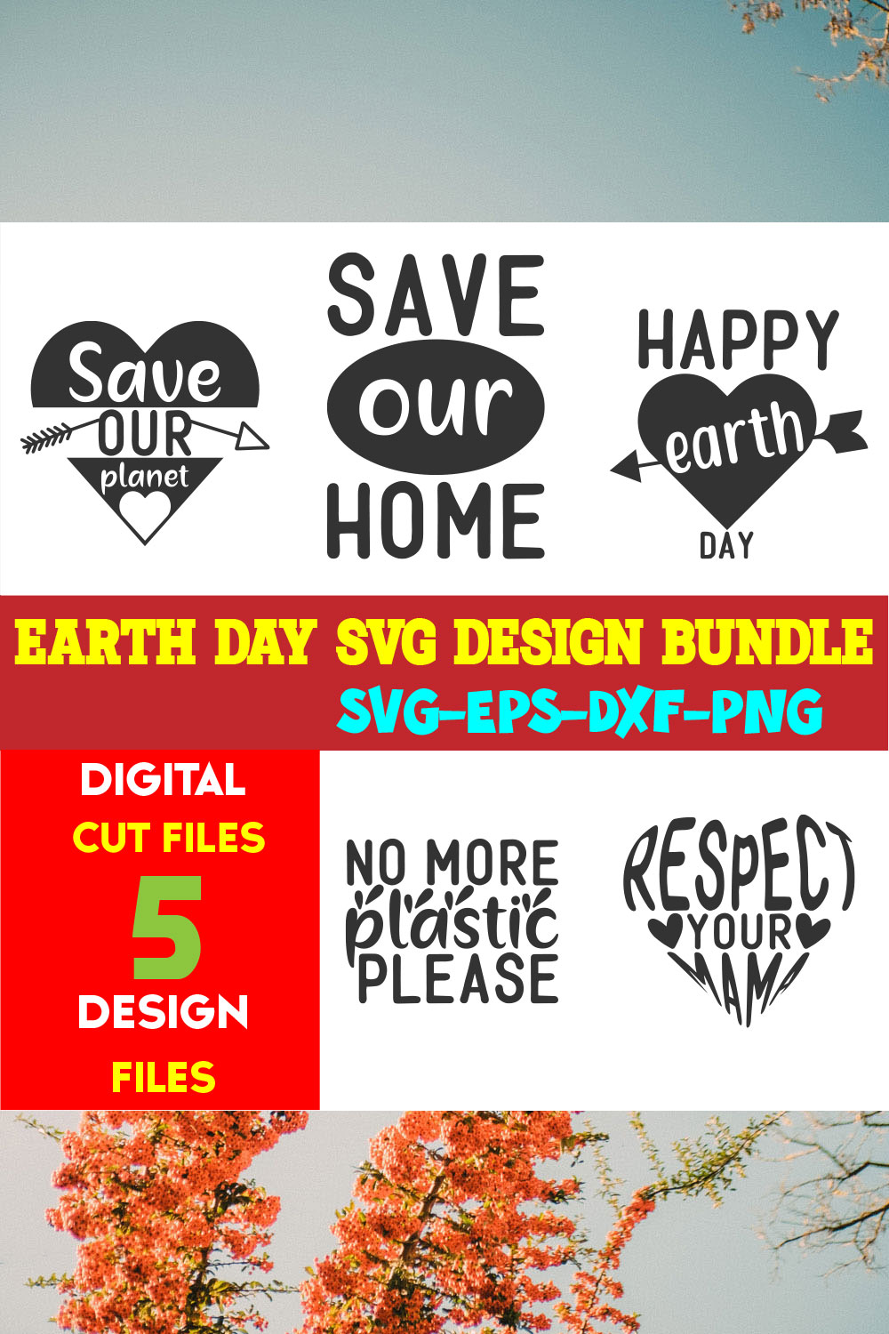 Earth Day T-shirt Design Bundle Volume-10 pinterest preview image.