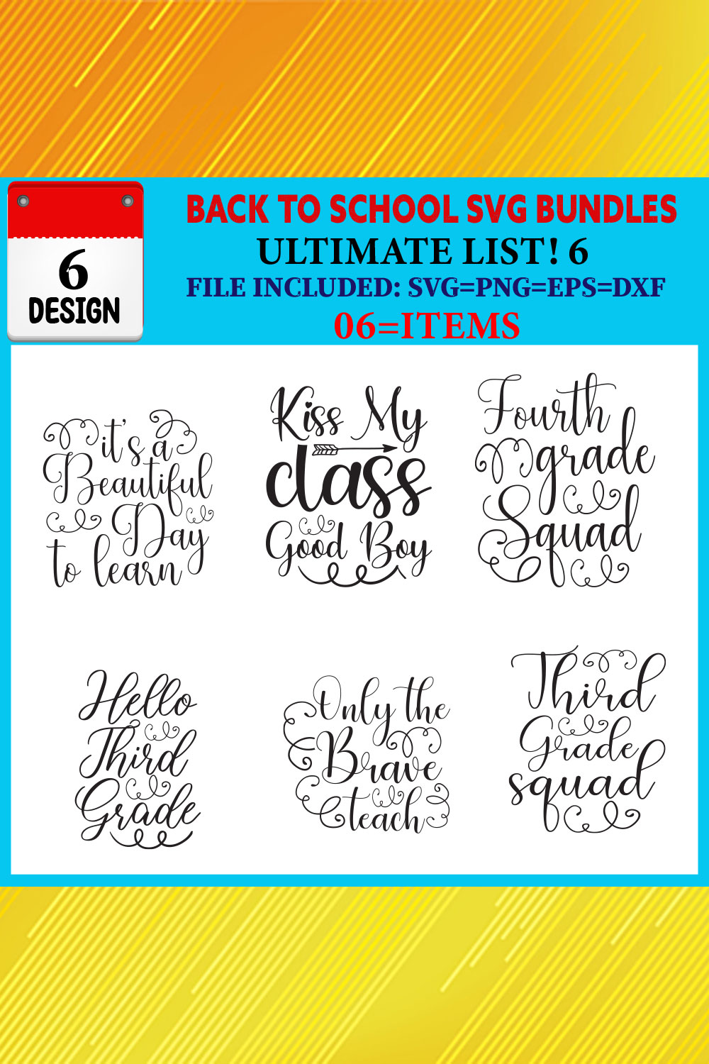 Back To School T-shirt Design Bundle Vol-11 pinterest preview image.