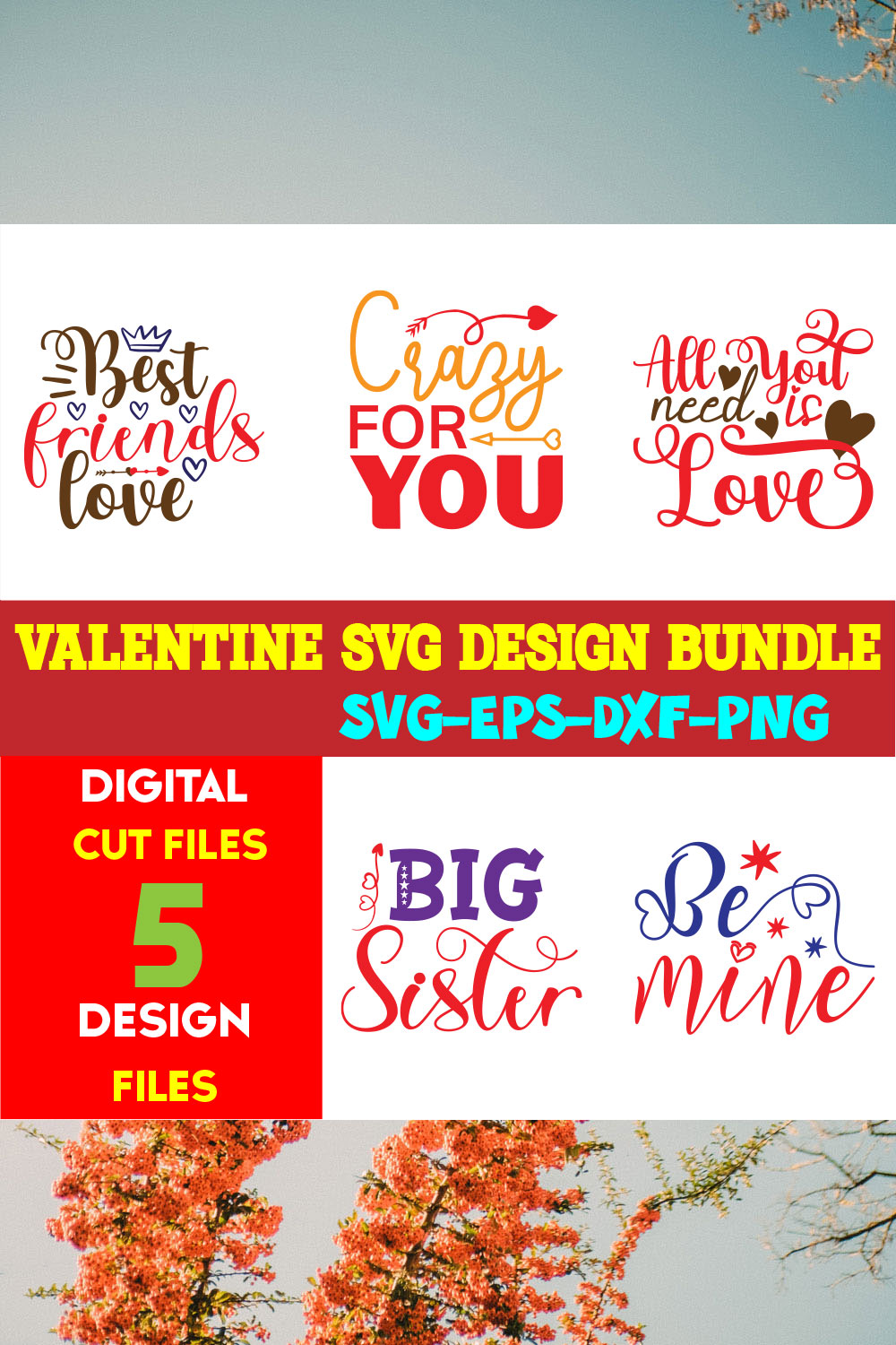 Valentine T-shirt Design Bundle Vol-09 pinterest preview image.