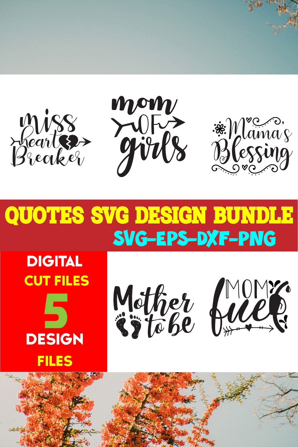 Quotes T-shirt Design Bundle Vol-21 pinterest preview image.