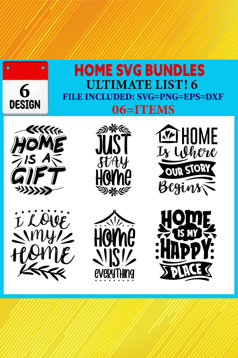 Home T-shirt Design Bundle Vol-02 pinterest preview image.