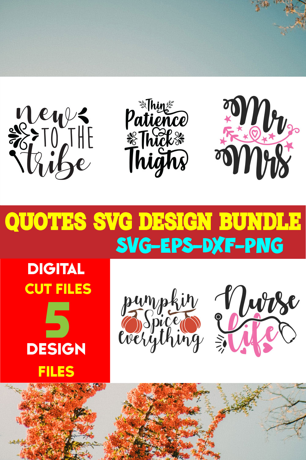 Quotes T-shirt Design Bundle Vol-11 pinterest preview image.