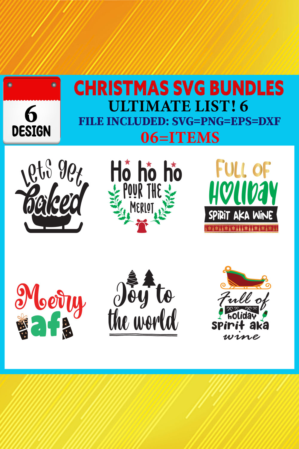 Christmas T-shirt Design Bundle Vol-34 pinterest preview image.