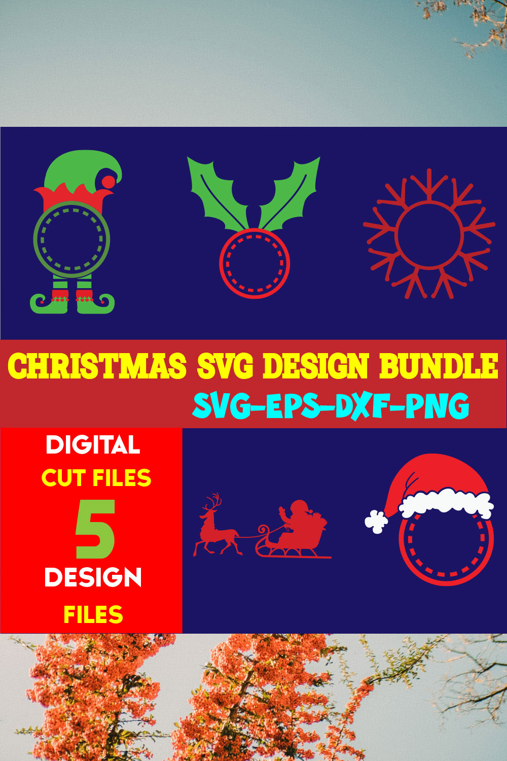 Christmas SVG T-shirt Design Bundle Volume-70 pinterest preview image.