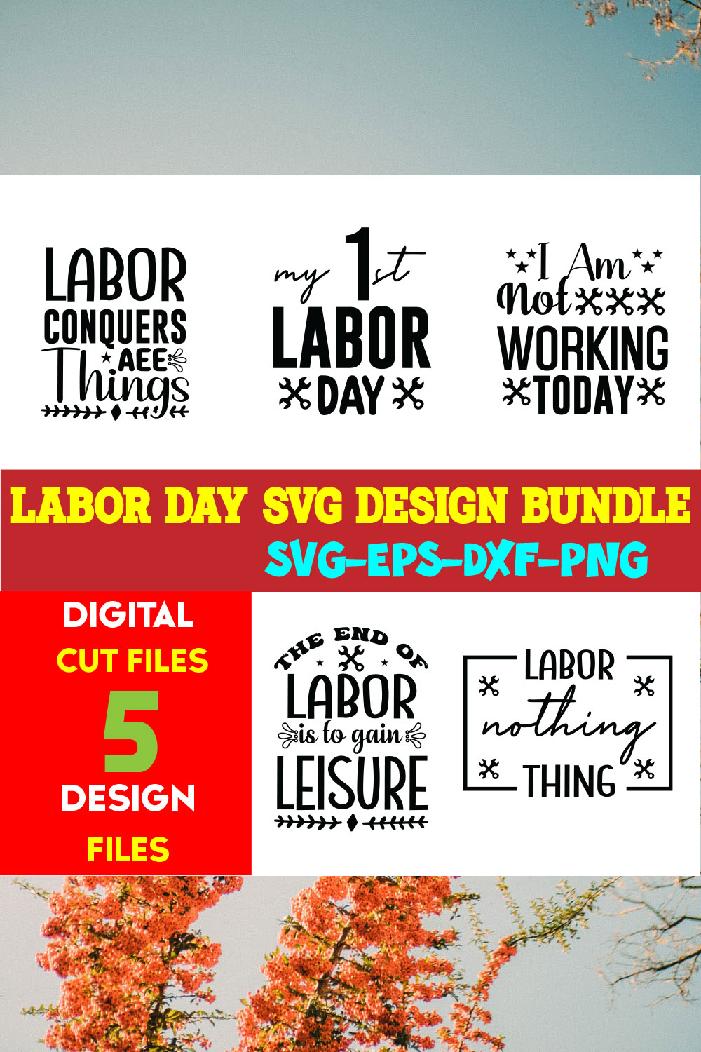 Labor Day T-shirt Design Bundle Volume-04 pinterest preview image.