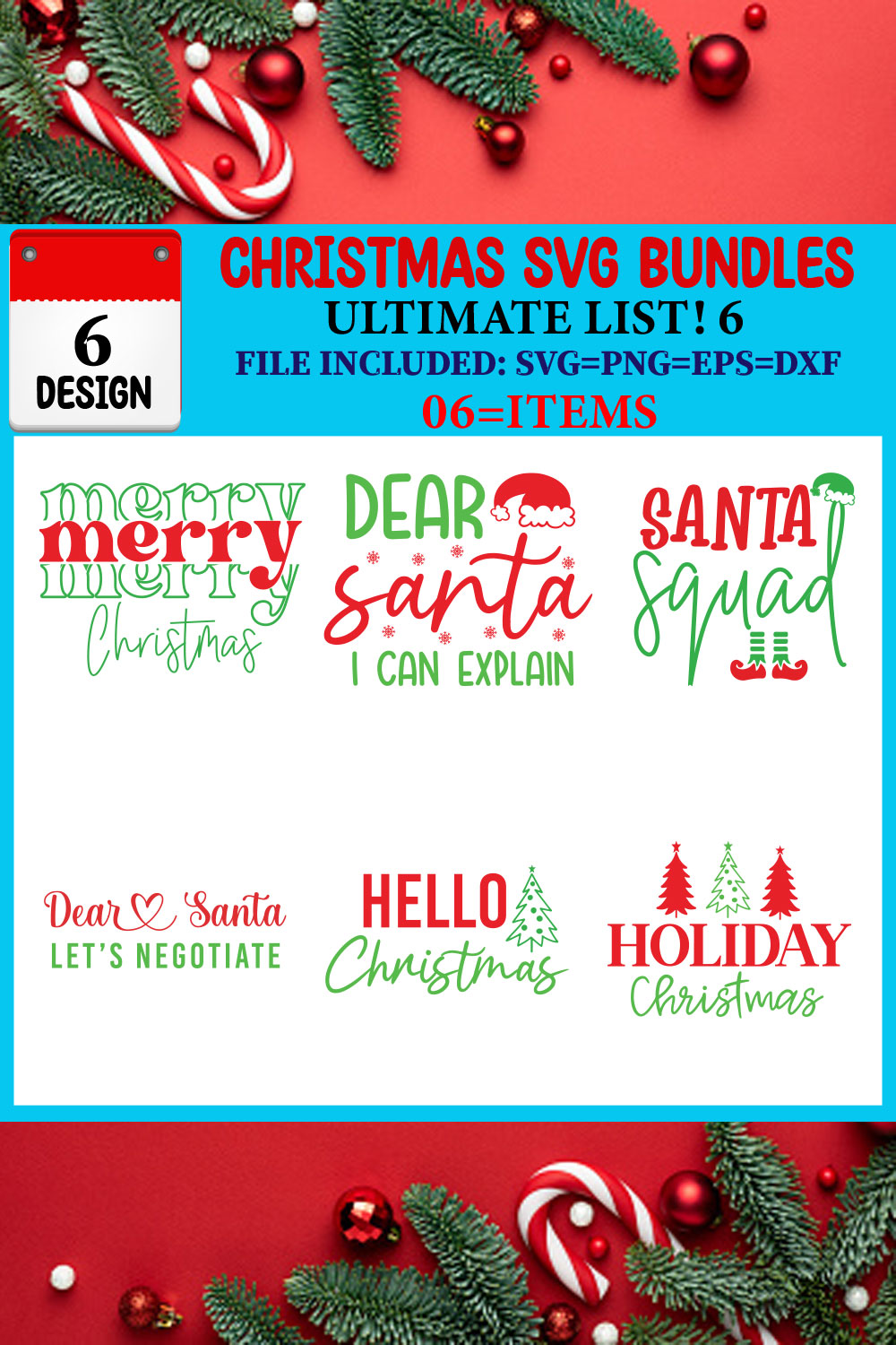 Christmas SVG T-shirt Design Bundle pinterest preview image.