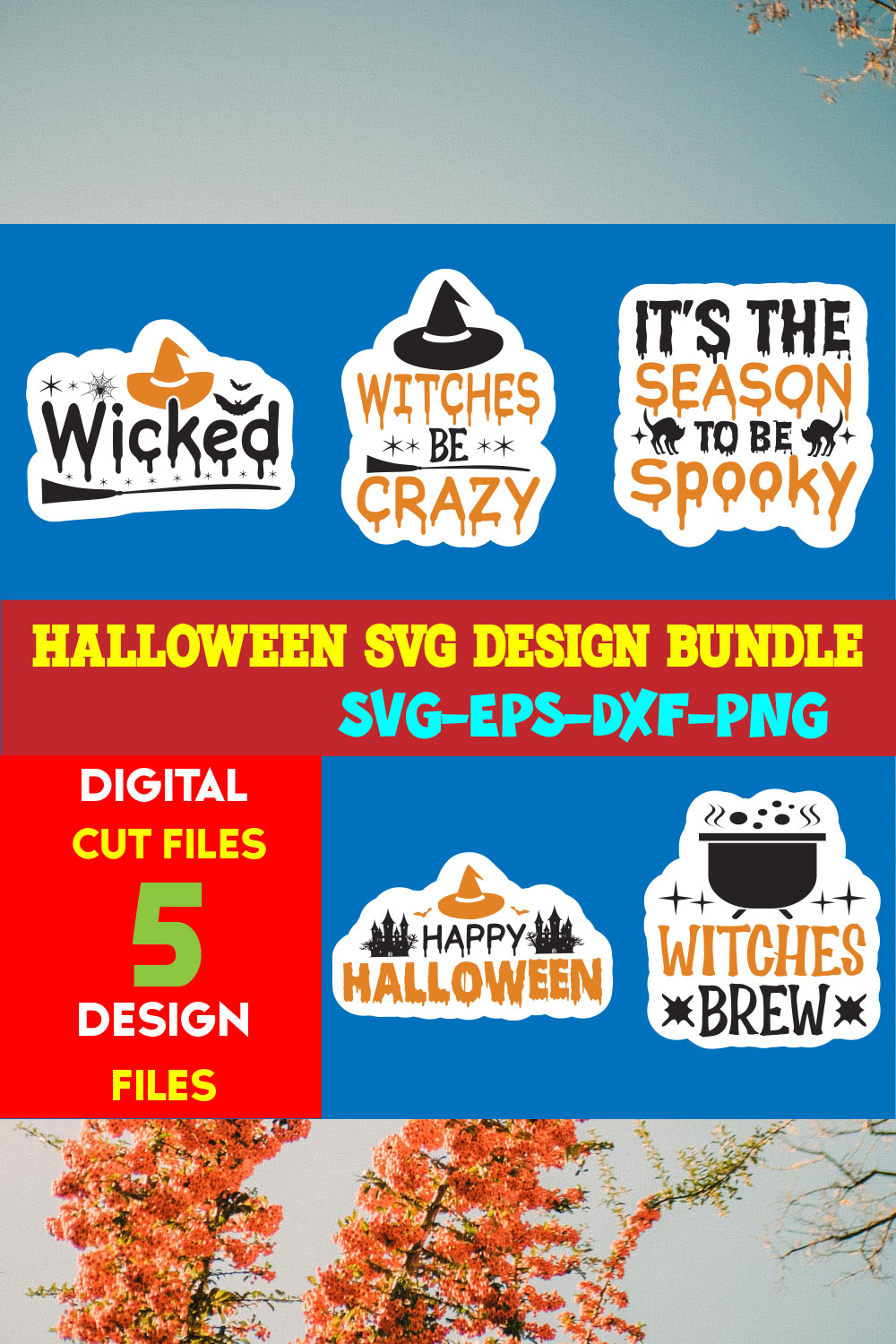 Halloween T-shirt Design Bundle Vol-21 pinterest preview image.