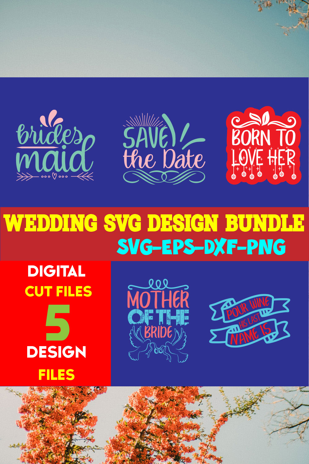 Wedding T-shirt Design Bundle volume -11 pinterest preview image.