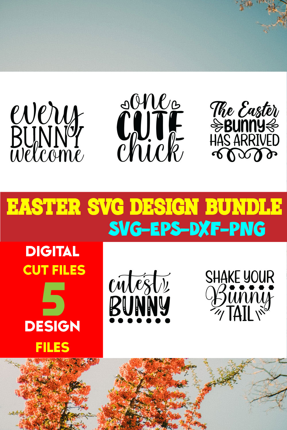 Easter T-shirt Design Bundle Vol- 14 pinterest preview image.