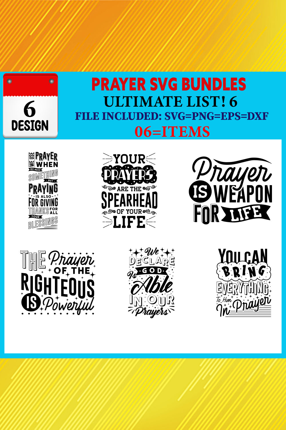 Prayer T-shirt Design Bundle Vol-04 pinterest preview image.