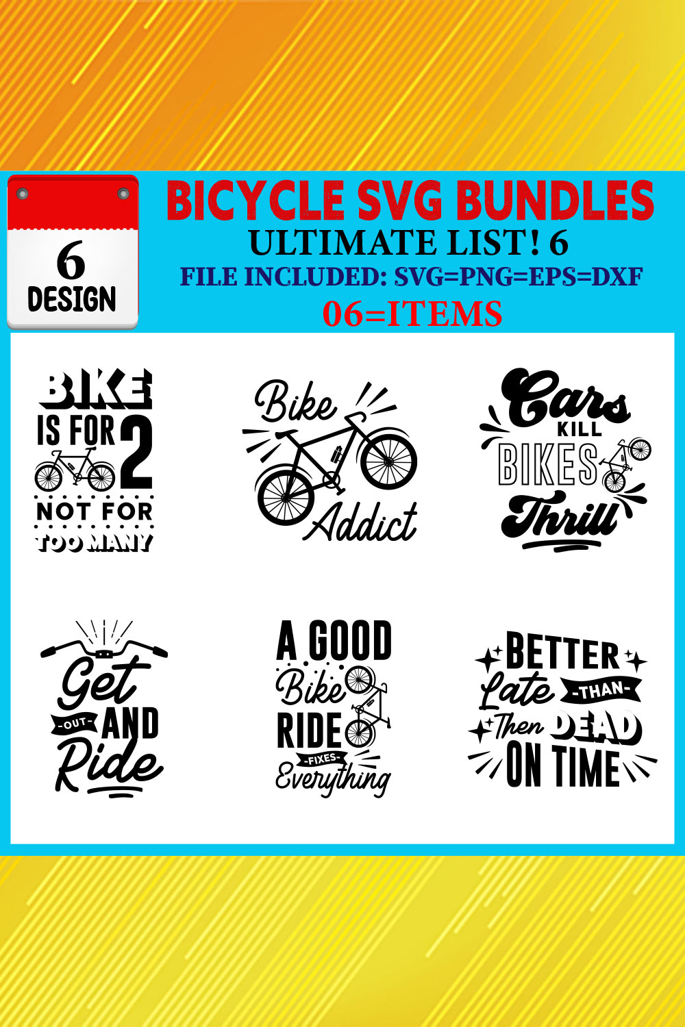 Bicycle T-shirt Design Bundle Vol-01 pinterest preview image.