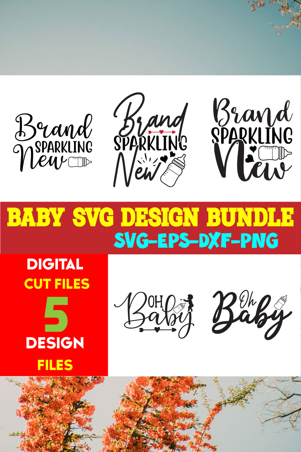 Baby T-shirt Design Bundle Volume-12 pinterest preview image.