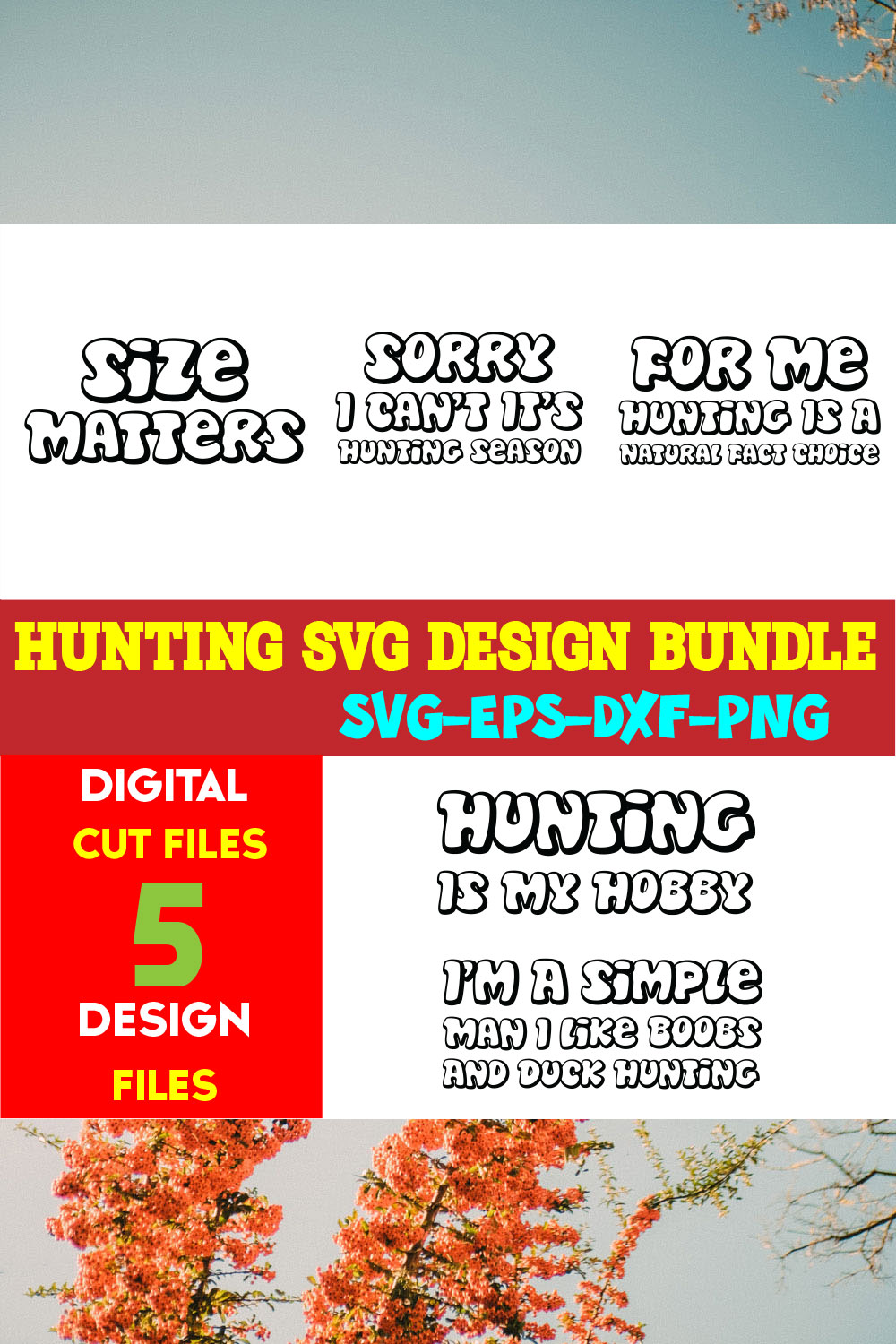 Hunting T-shirt Design Bundle Vol- 10 pinterest preview image.