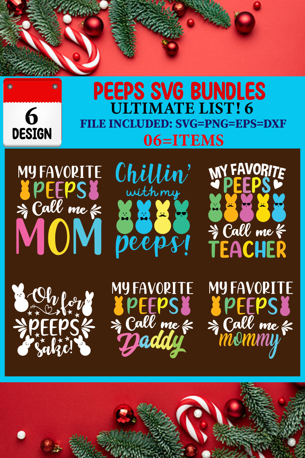 Peeps SVG T-shirt Design Bundle pinterest preview image.