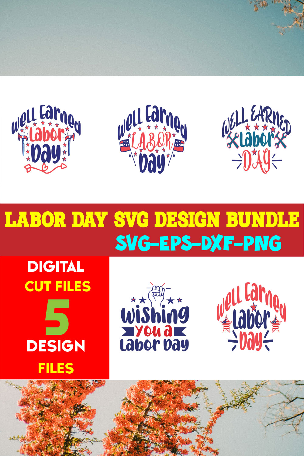 Labor Day T-shirt Design Bundle Volume-08 pinterest preview image.