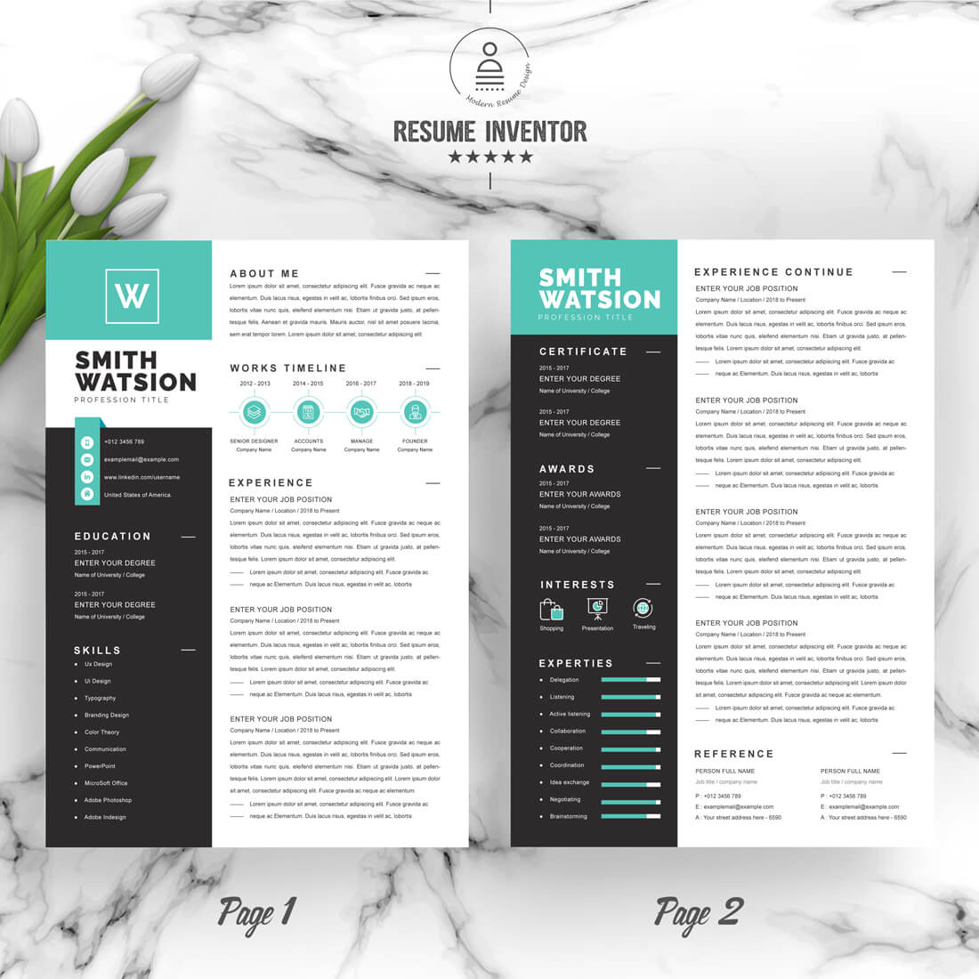Sleek and Professional Resume Template for Career Advancement in Business, Finance, and Management Fields" preview image.
