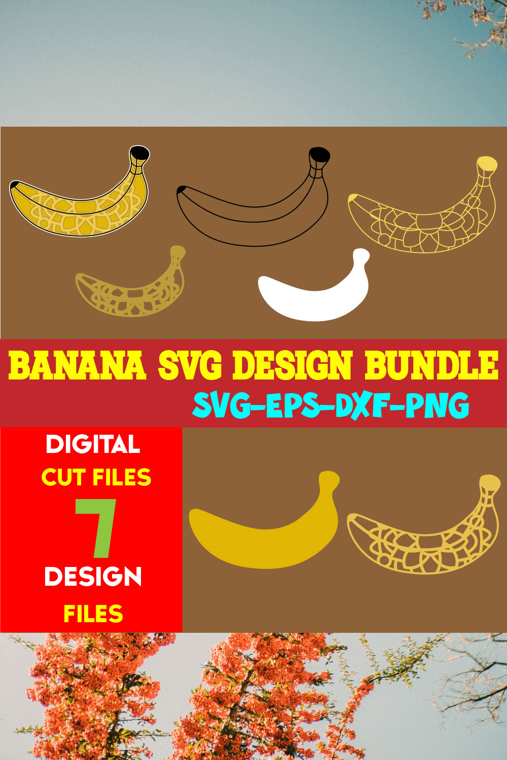 Banana SVG Design Bundle pinterest preview image.