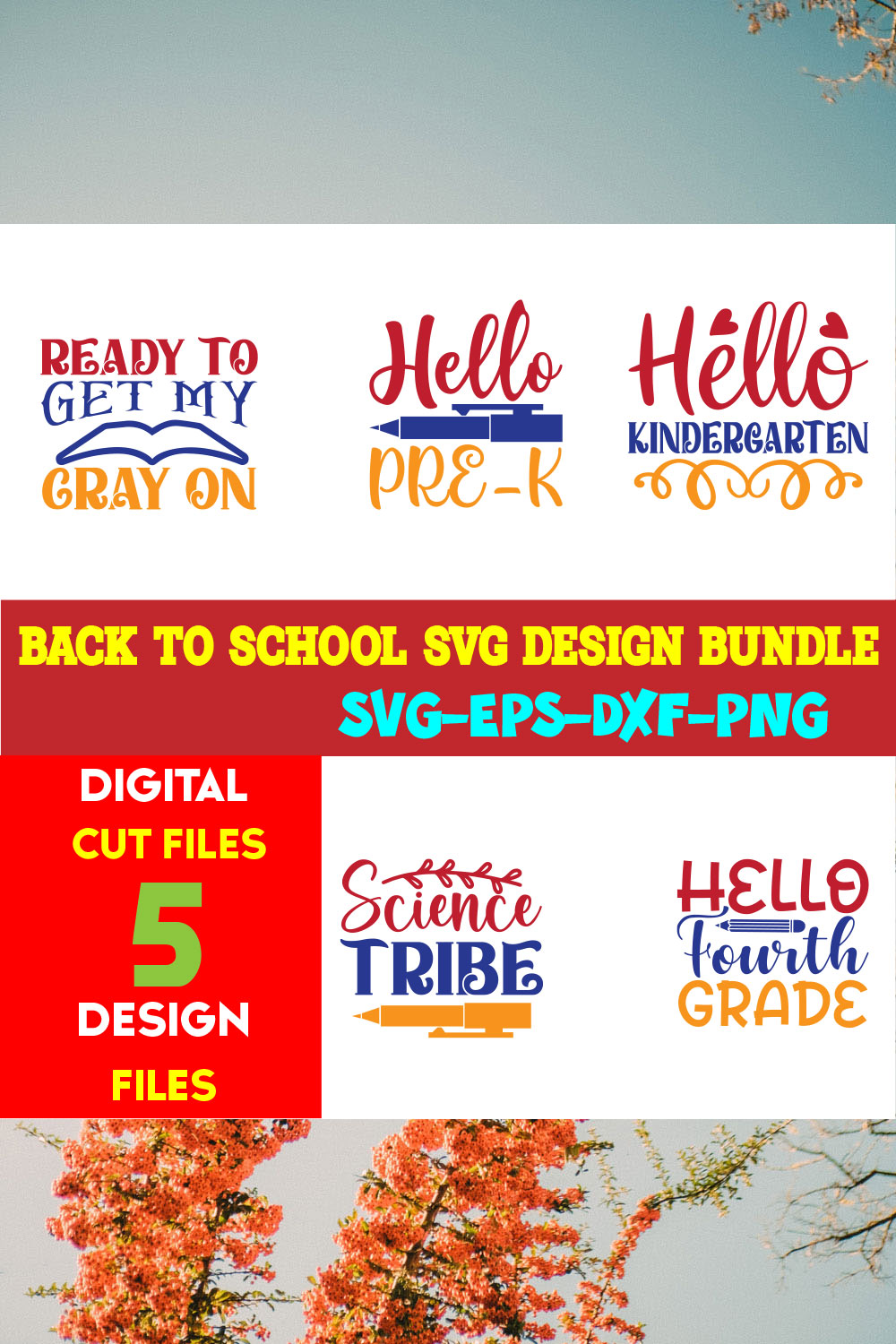 Back To School T-shirt Design Bundle Volume-13 pinterest preview image.