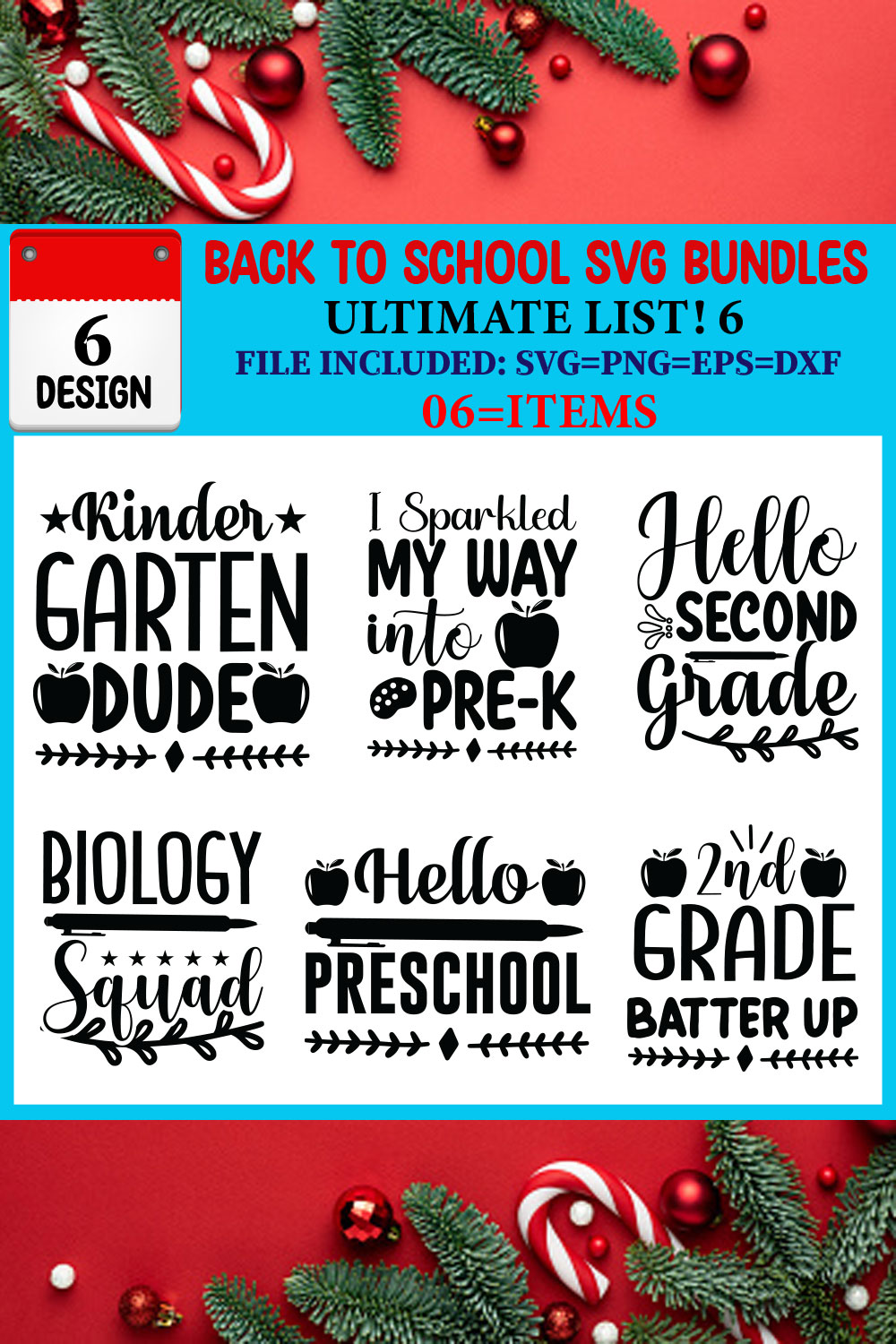 Back To School SVG T-shirt Design Bundle pinterest preview image.