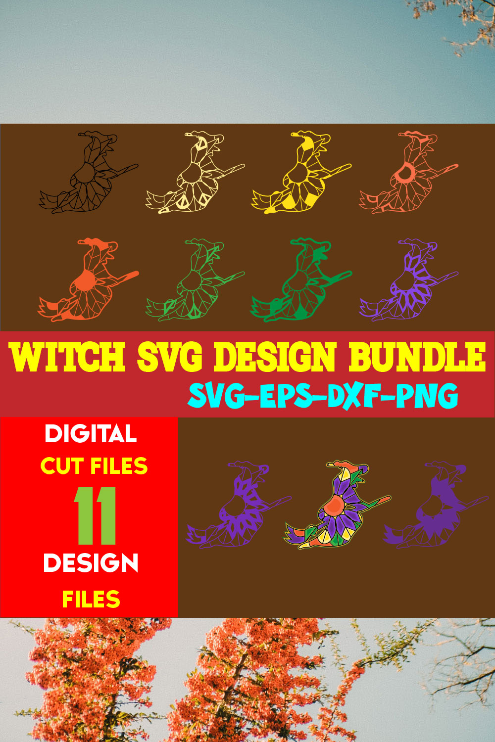 Witch SVG Design Bundle pinterest preview image.