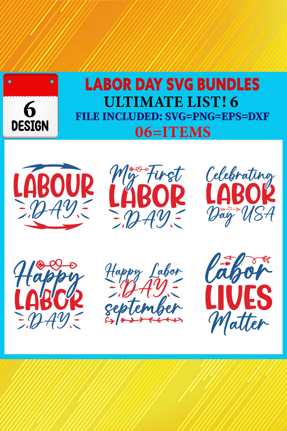 Labor Day T-shirt Design Bundle Vol-07 pinterest preview image.