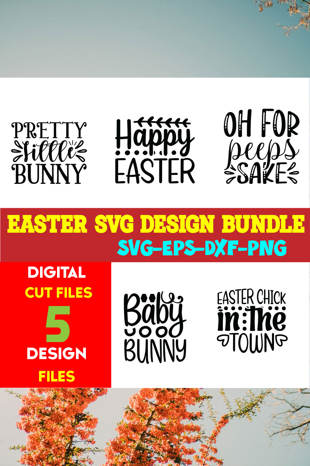 Easter T-shirt Design Bundle Vol- 13 pinterest preview image.