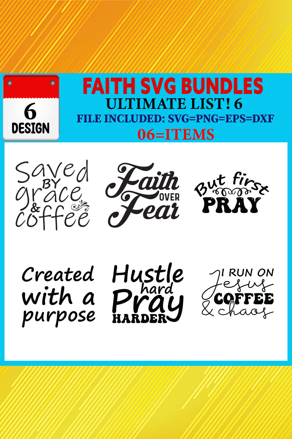 Faith T-shirt Design Bundle Vol-01 pinterest preview image.
