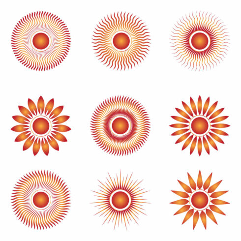 Abstract Vector 9 Different Sun Logo Set cover image.