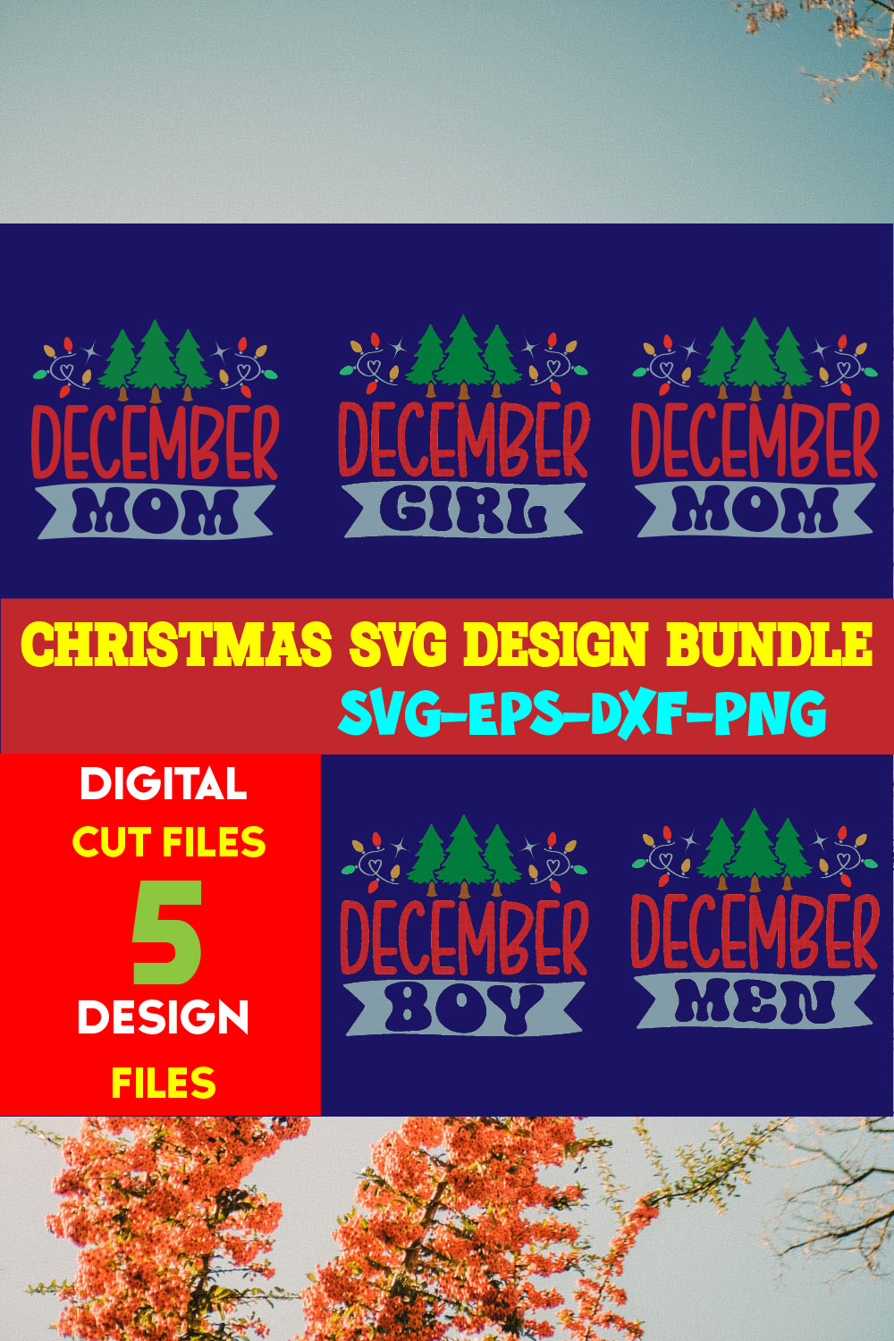 Christmas SVG T-shirt Design Bundle Volume-56 pinterest preview image.