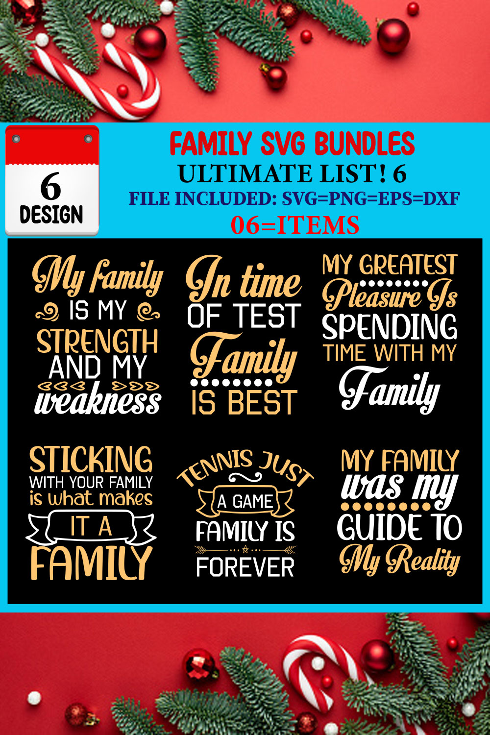 Family SVG T-shirt Design Bundle pinterest preview image.