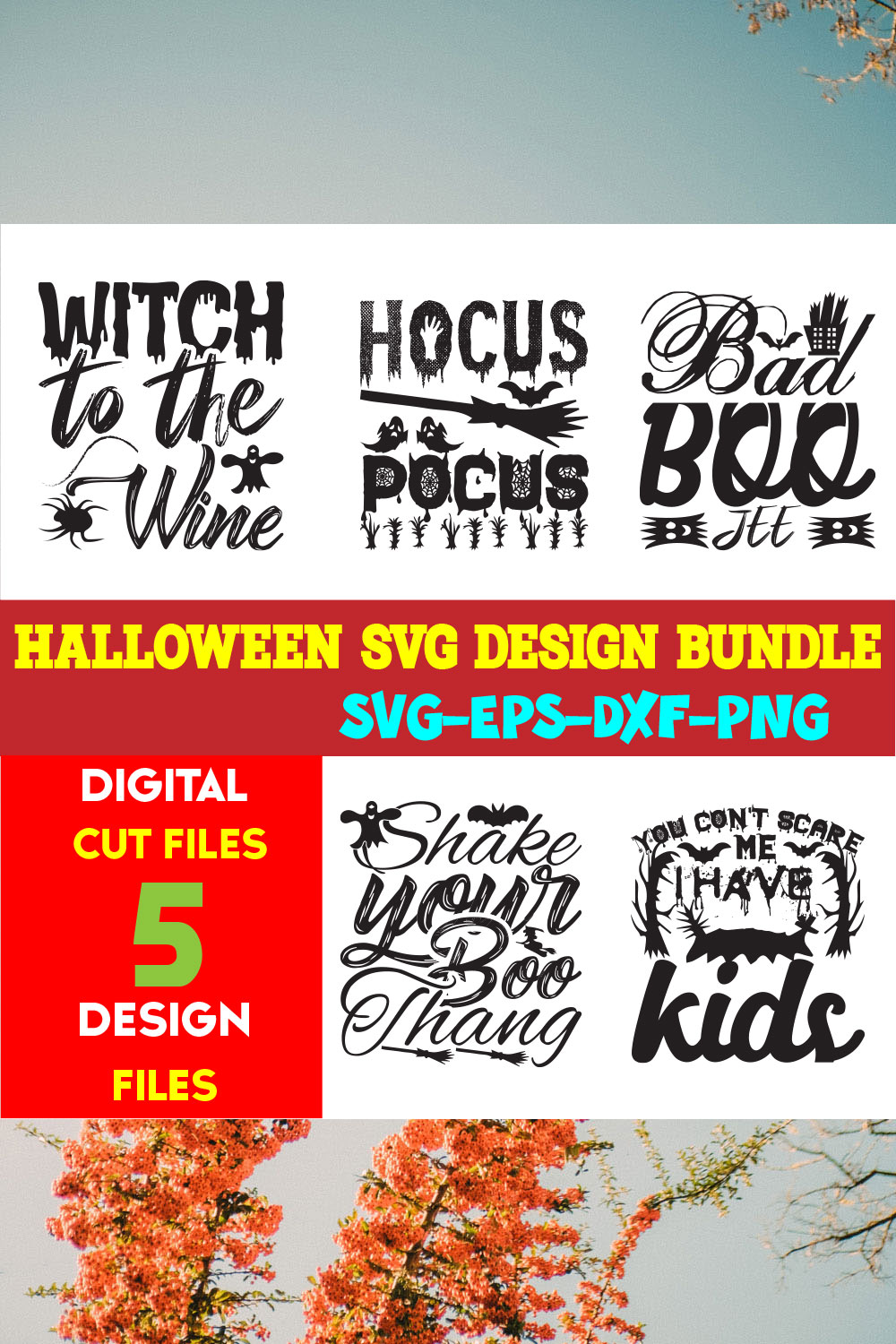 Halloween T-shirt Design Bundle Vol-33 pinterest preview image.