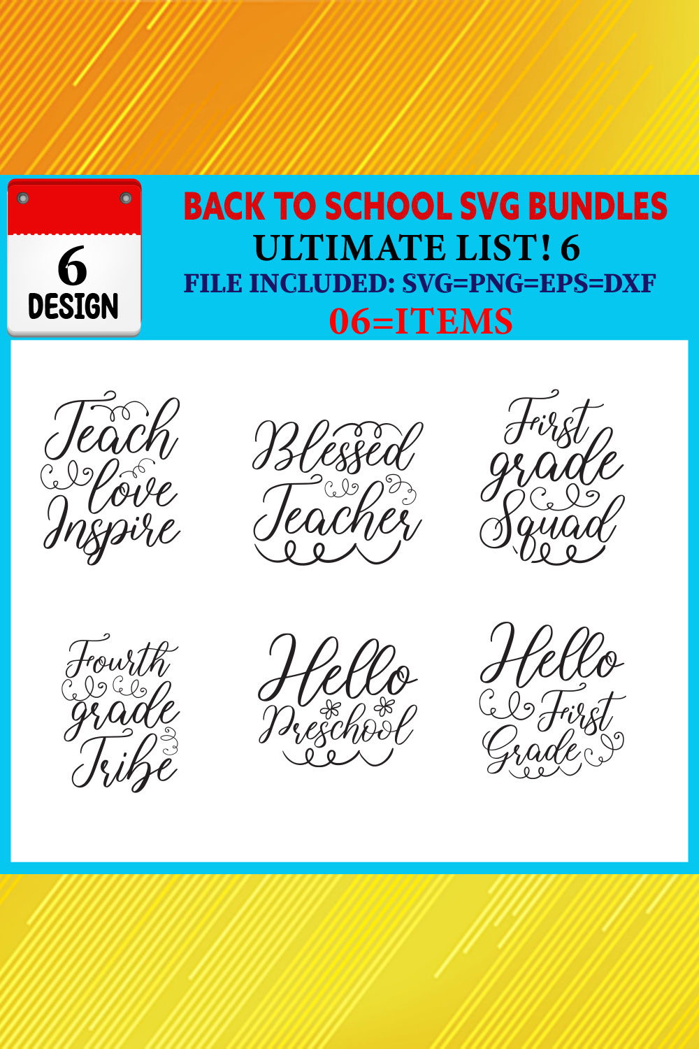 Back To School T-shirt Design Bundle Vol-12 pinterest preview image.