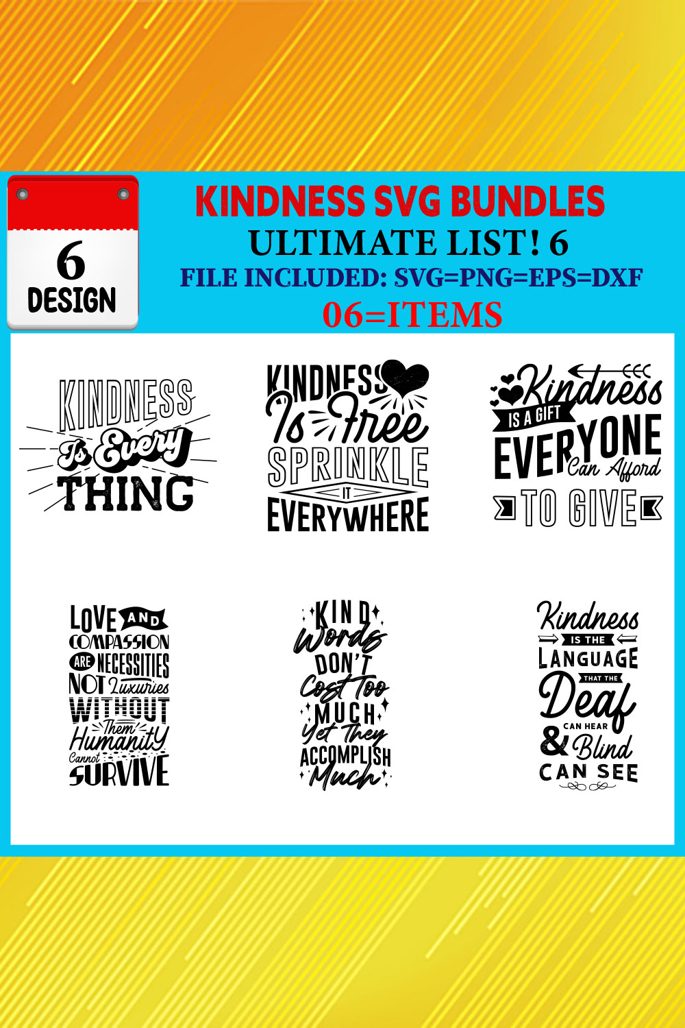 Kindness T-shirt Design Bundle Vol-03 pinterest preview image.