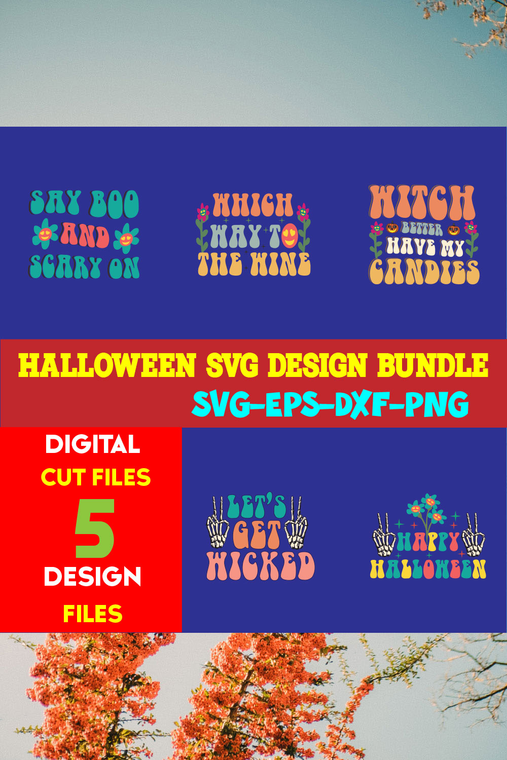 Halloween T-shirt Design Bundle Vol-22 pinterest preview image.