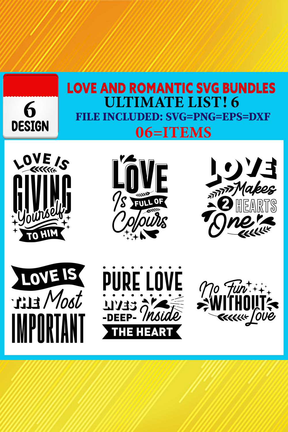 Love And Romantic T-shirt Design Bundle Vol-03 pinterest preview image.