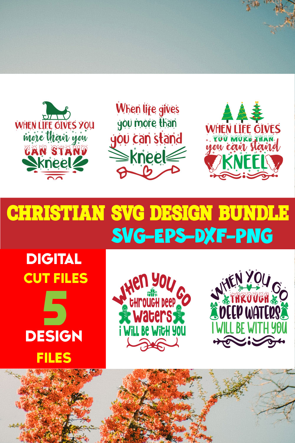 Christian T-shirt Design Bundle Volume-02 pinterest preview image.