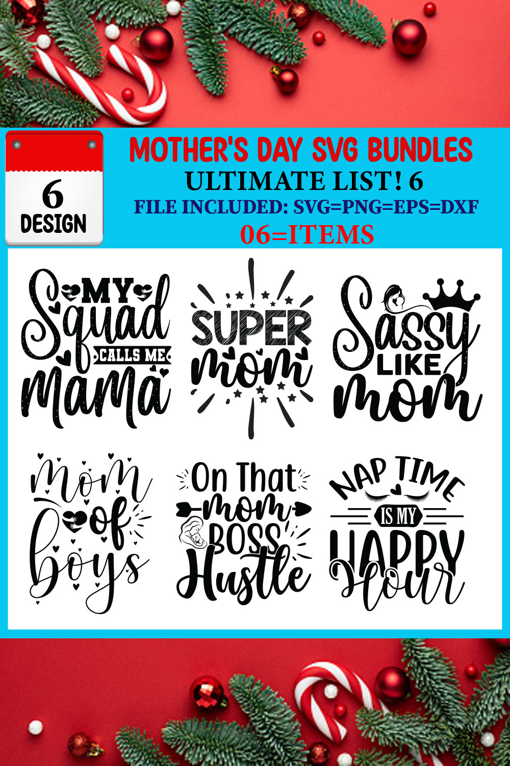 Mother's Day T-shirt Design Bundle pinterest preview image.