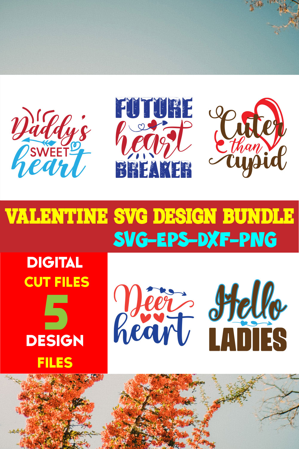 Valentine T-shirt Design Bundle Vol-10 pinterest preview image.