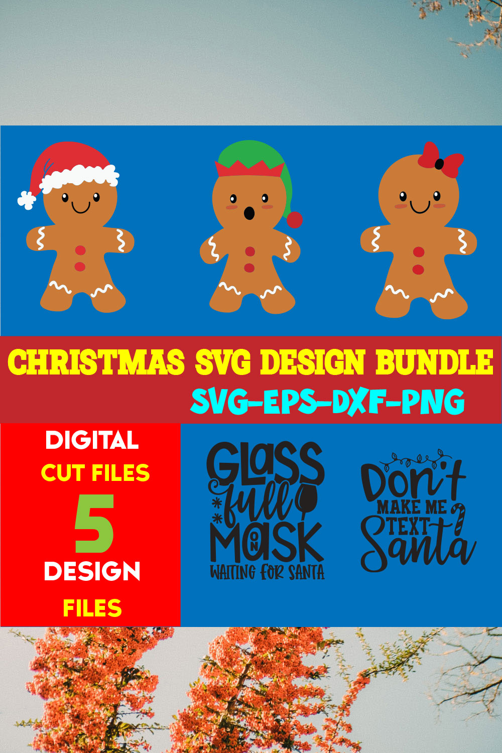 Christmas SVG T-shirt Design Bundle Volume-60 pinterest preview image.