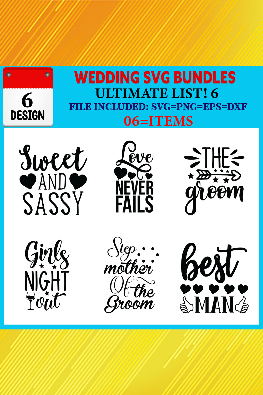Wedding SVG T-shirt Design Bundle Vol-07 pinterest preview image.