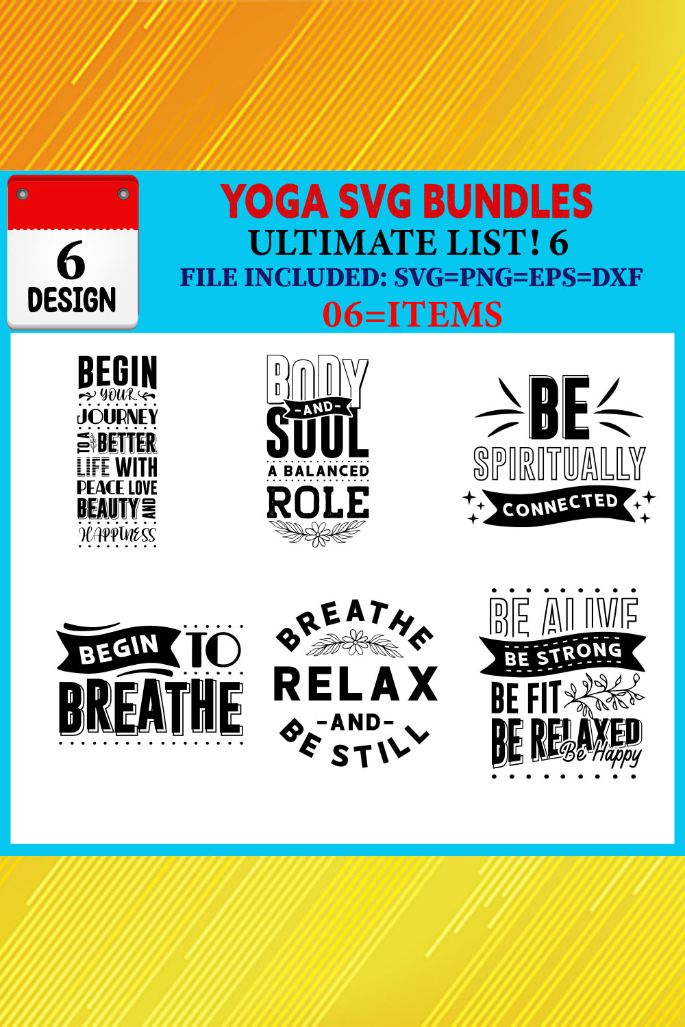 Yoga T-shirt Design Bundle Vol-02 pinterest preview image.