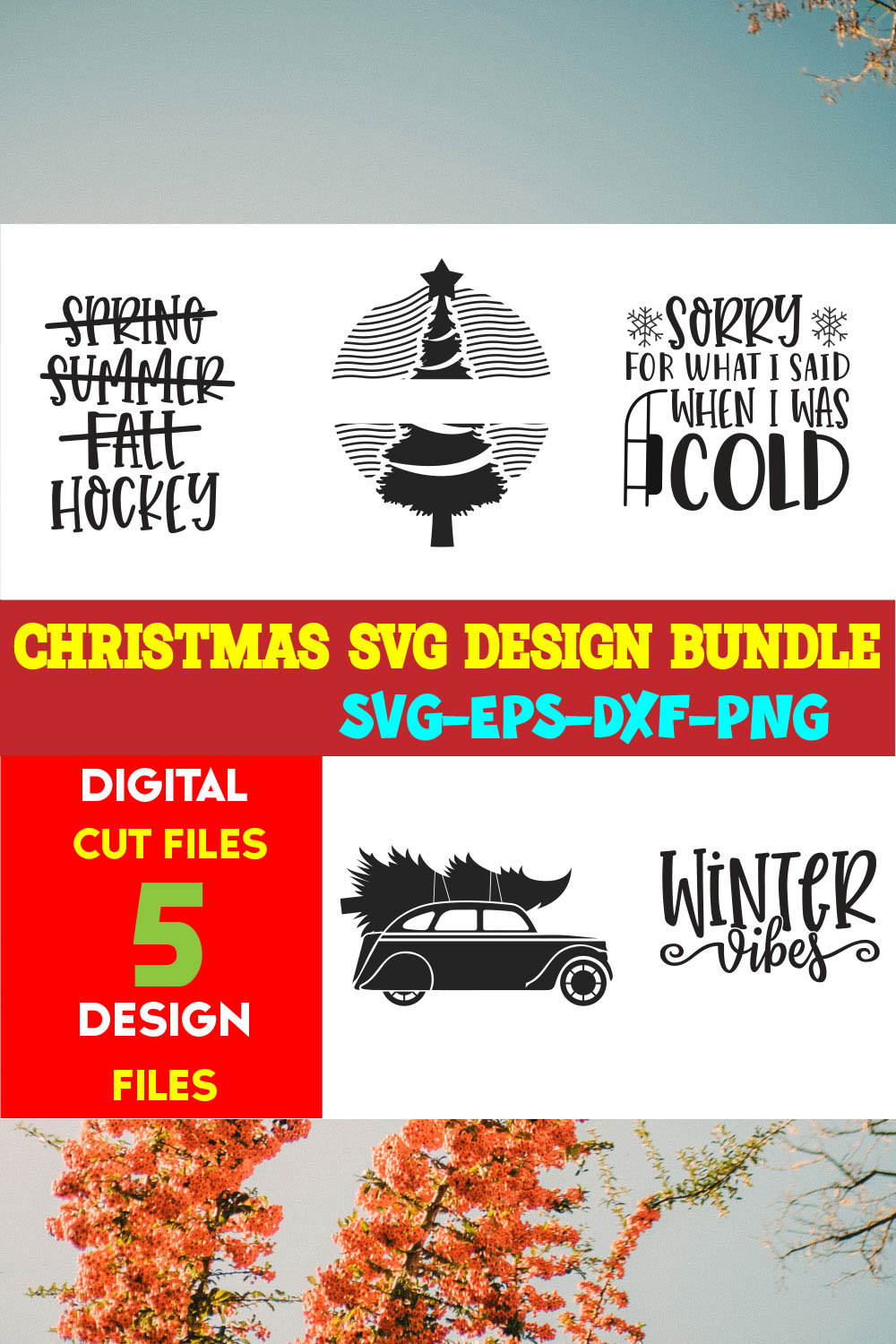 Christmas SVG T-shirt Design Bundle Volume-79 pinterest preview image.